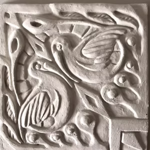 Relief-Fliese Vogel